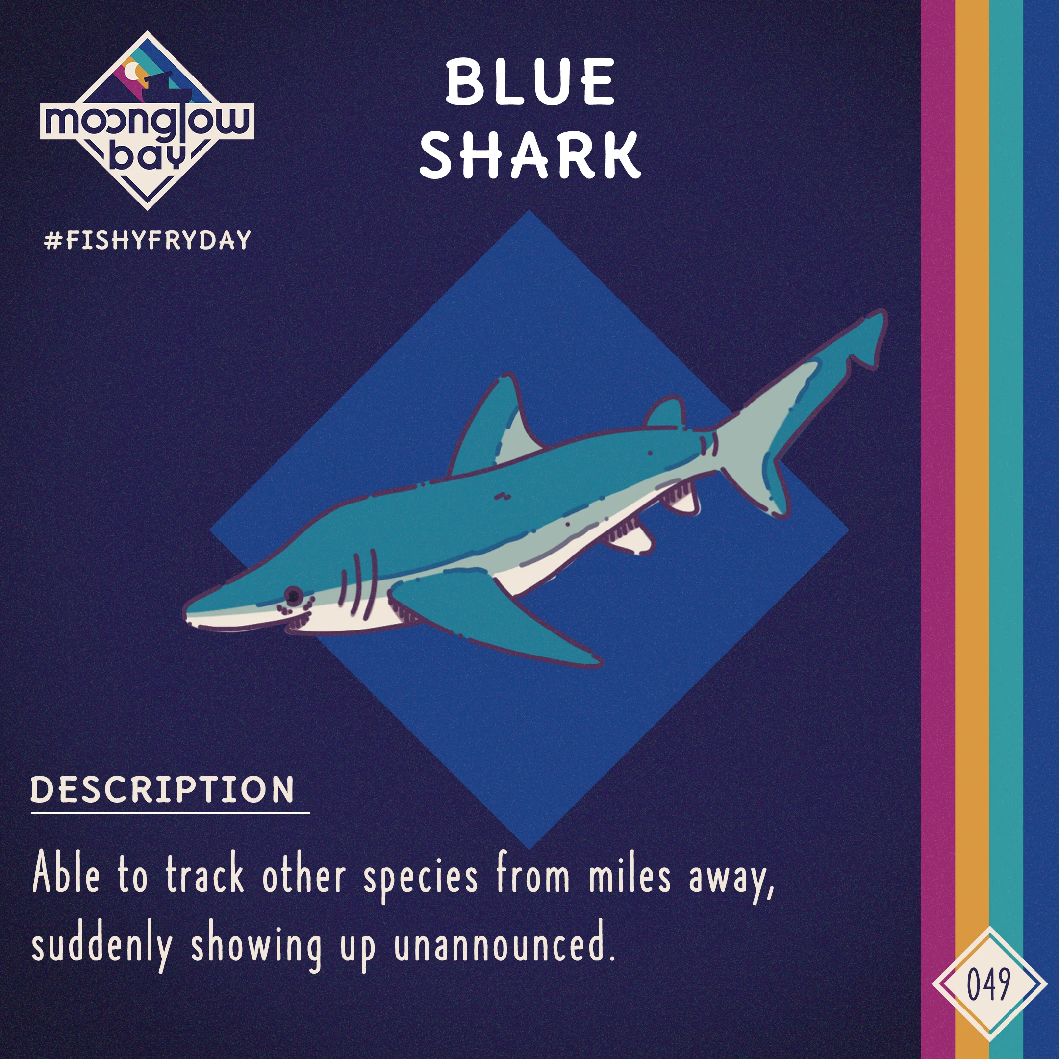 Side view of a beautiful blue shark.