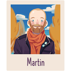 Martin from Bunnyhug. Has an excellent beard and very nice orange scarf!